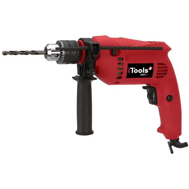 Perceuse à percussion 500W Bois Metal Béton Mandrin 13mm Régulateur de vitesse Accessoires perçage inclus ITOOLS